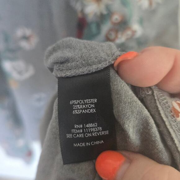 Torrid Midi Jersey Trapeze Dress Gray Floral Sleeveless Handkerchief Hem Plus 1x - Picture 8 of 13